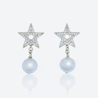 Star Earrings with Pearls